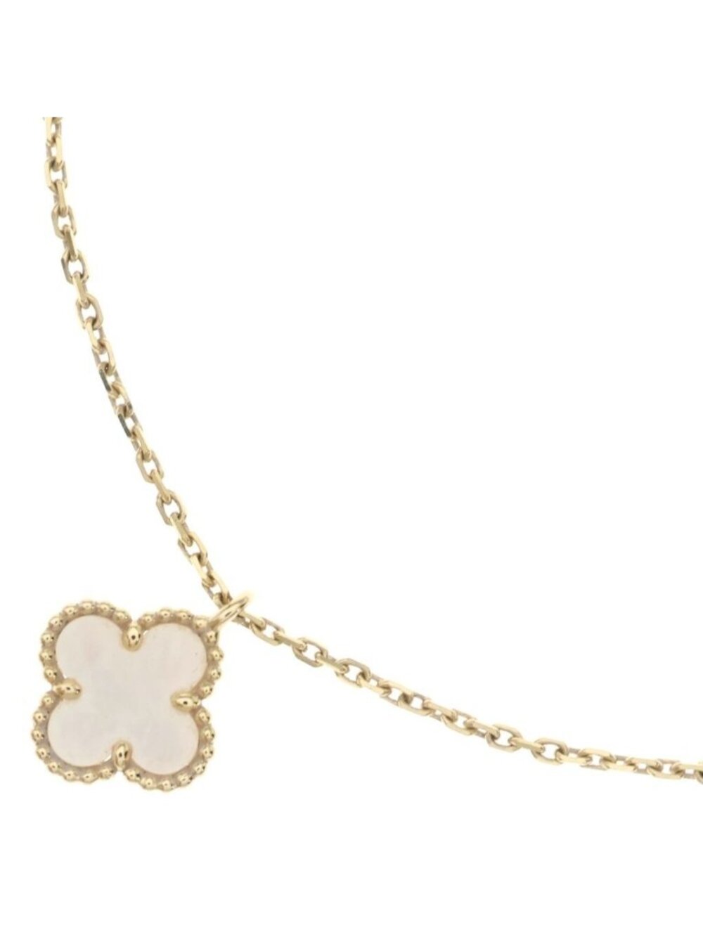 Van Cleef & Arpels Sweet Alhambra Mother of Pearl Pendant Chain Yellow